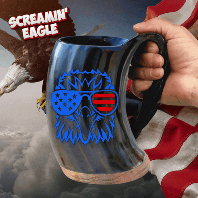Screamin' Eagle 22 ounce Patriotic Drinking Horn Mug