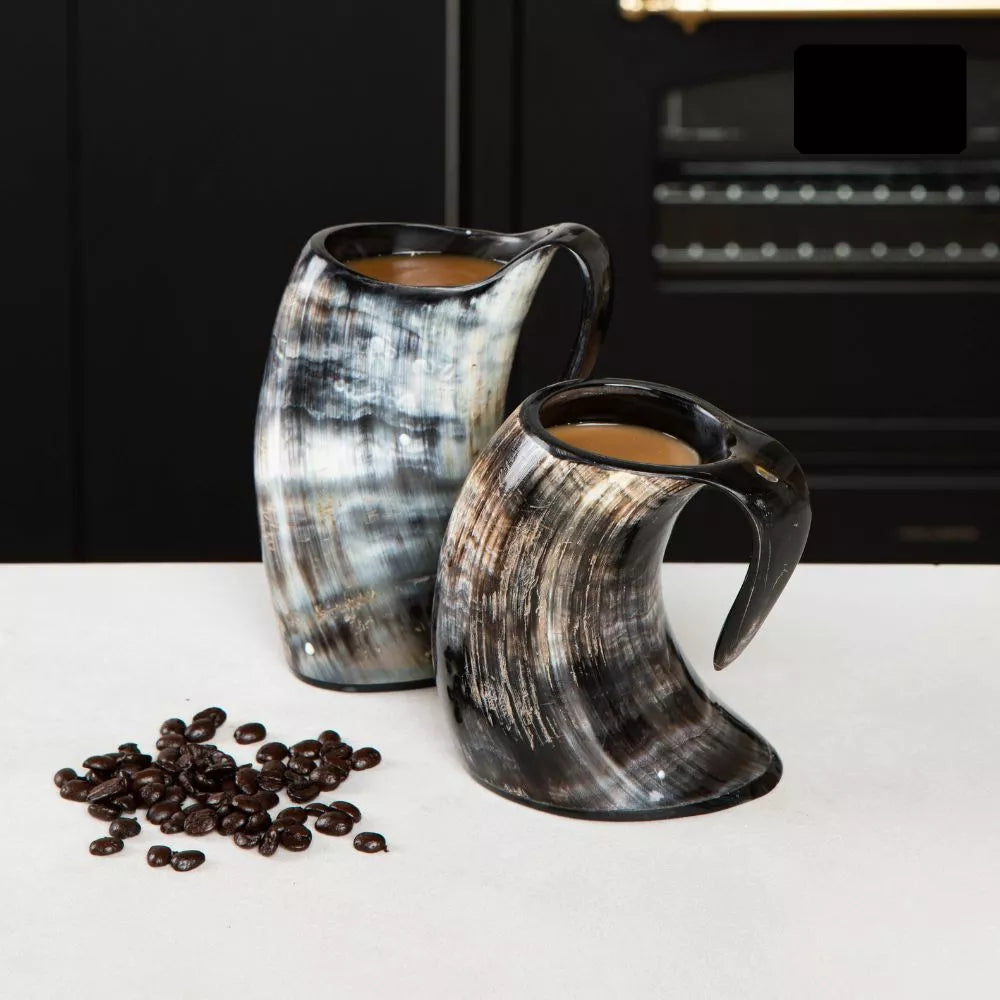 Viking coffee drinking horn mugs