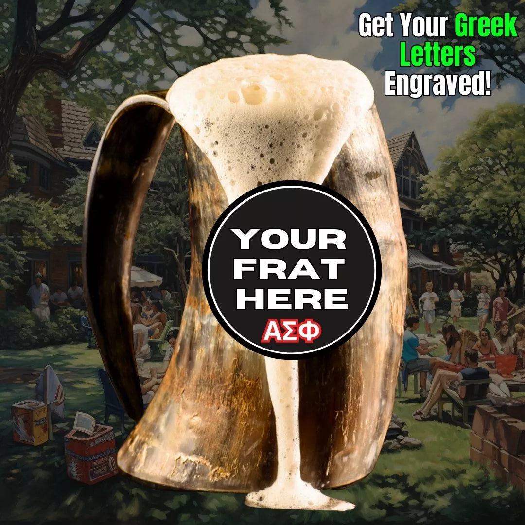Custom Fraternity Drinking Horns - We've team up with frat houses across the USA to bring custom fraternity mugs to our partners