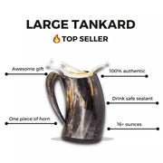 Packaged in a black gift bag and featuring an Alehorn sticker, our Viking Horn Tankards are the perfect choice for anyone looking for a drinking vessel as interesting as they are. These tankards are not only practical but also add a touch of Viking history and mythology to any drinkware collection