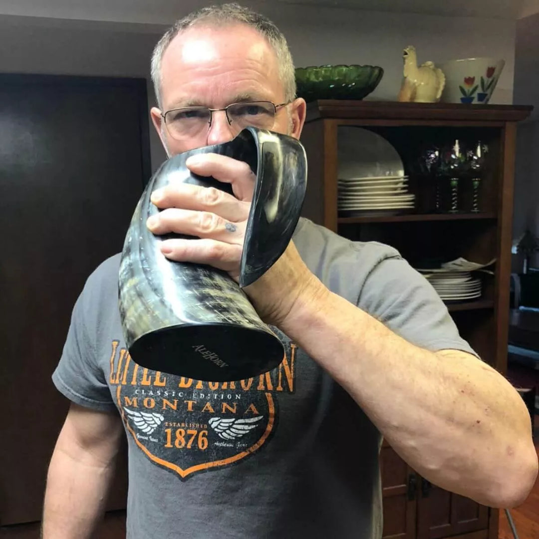 100% Authentic Viking Drinking Horn Tankards - Top Drinking Horn Mugs   AleHorn