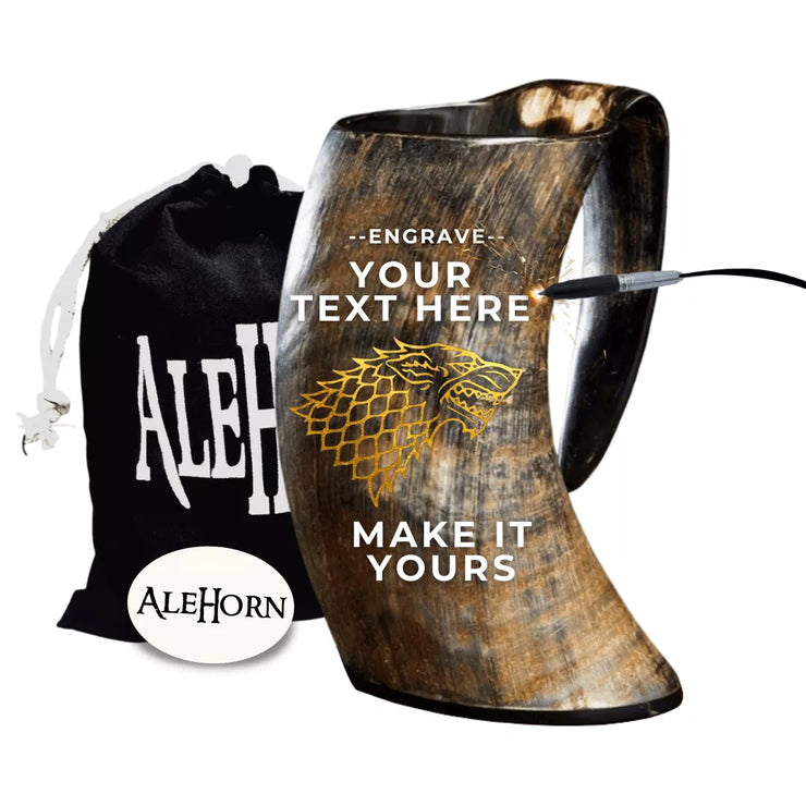 Engrave this drinking horn tankard with your viking ancestors. It&