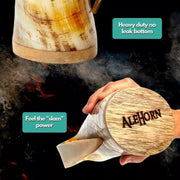 The premium Viking beer mug is a sturdy and beautiful drinking horn tankard with an oak wood bottom. This upgraded shaped drinkware is more dominant than the typical glass beer mugs, making it more durable for outdoor activities like camping or fishing trips!