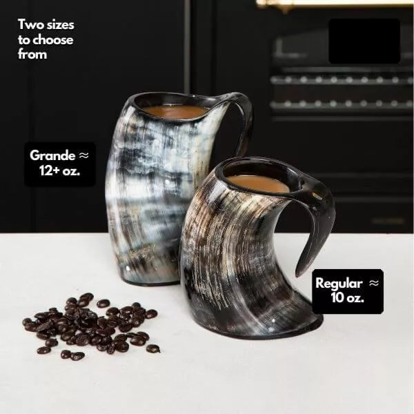 The coffee tankard from AleHorn comes in two different sizes. The 10 ounce version is perfect for taking on the go, while 14 ounces will make sure your drink never runs out.
