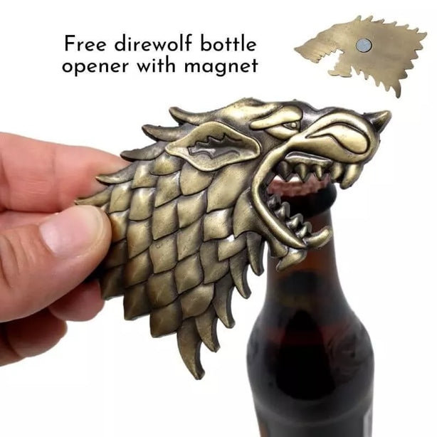 House of the Dragon - Limited Edition Drinking Horn w/ FREE Direwolf Bottle Opener - AleHorn - Viking Drinking Horn Vessels and Accessories