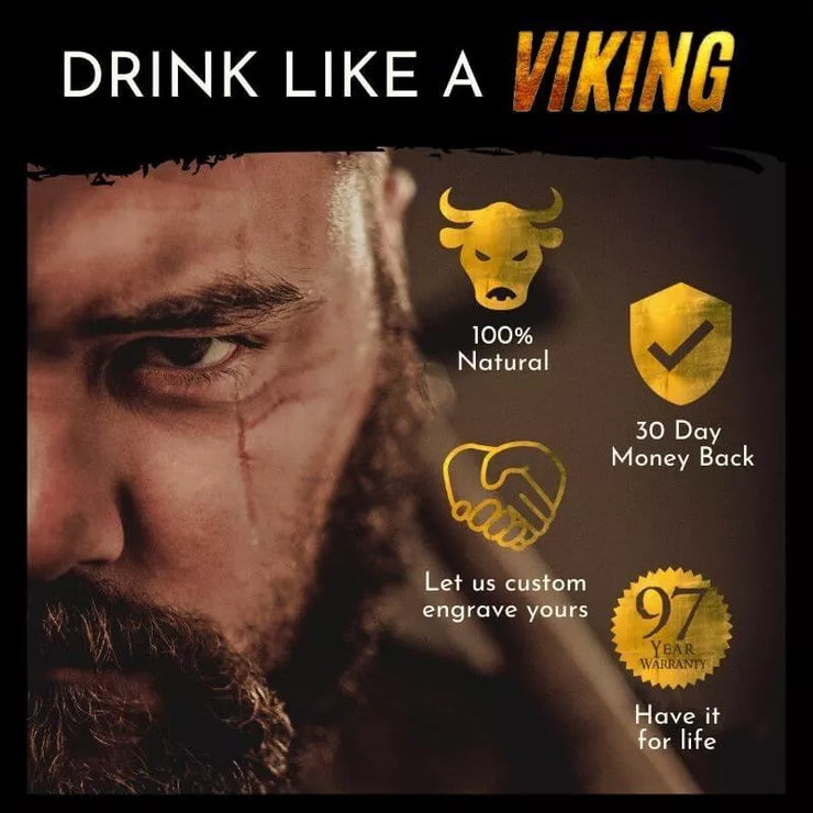 Drink from a Viking drinking horn like one of the great Norse warriors. The premium beer mug is made with an oak wood bottom for stability and stunning beauty that will last you through many rounds, just as it would&