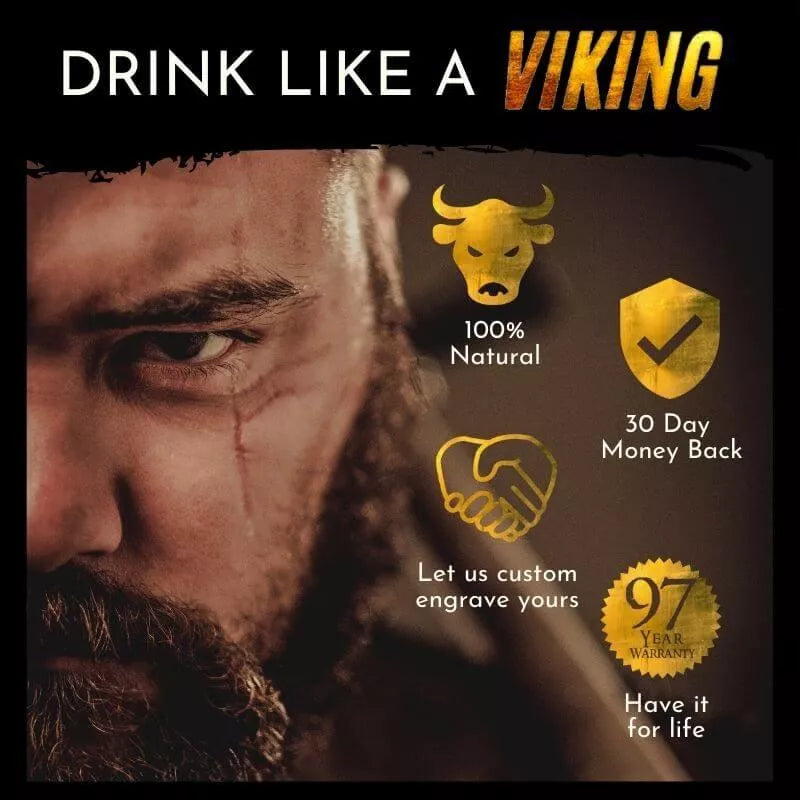 Drink from a Viking drinking horn like one of the great Norse warriors. The premium beer mug is made with an oak wood bottom for stability and stunning beauty that will last you through many rounds, just as it would've stayed steady in their hands while they embarked on epic voyages to faraway lands.