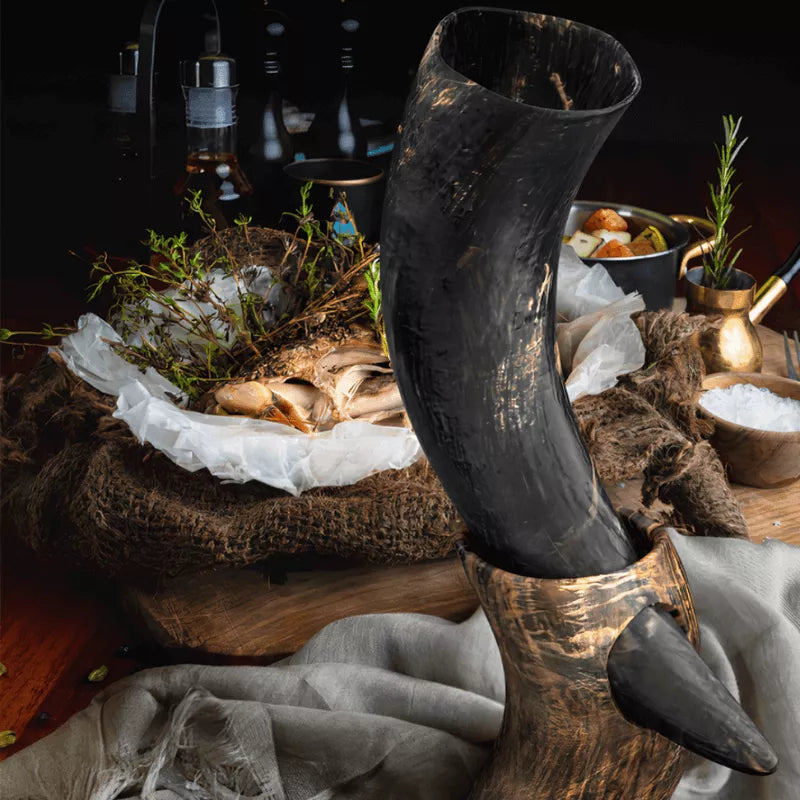 If you're looking for the ultimate in drinking horn design, this is it! The natural XL Curved Viking Drinking Horn with Stand will make your beverages taste better than ever before.