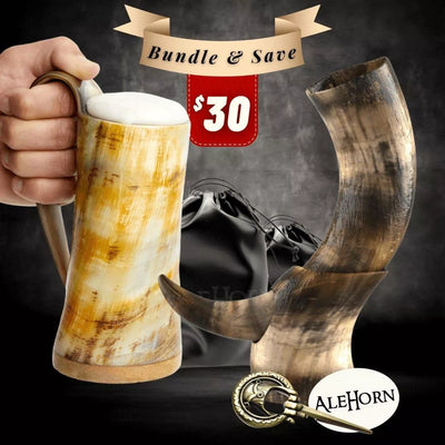 Viking Bundle Starter Gift - AleHorn - Viking Drinking Horn Vessels and Accessories